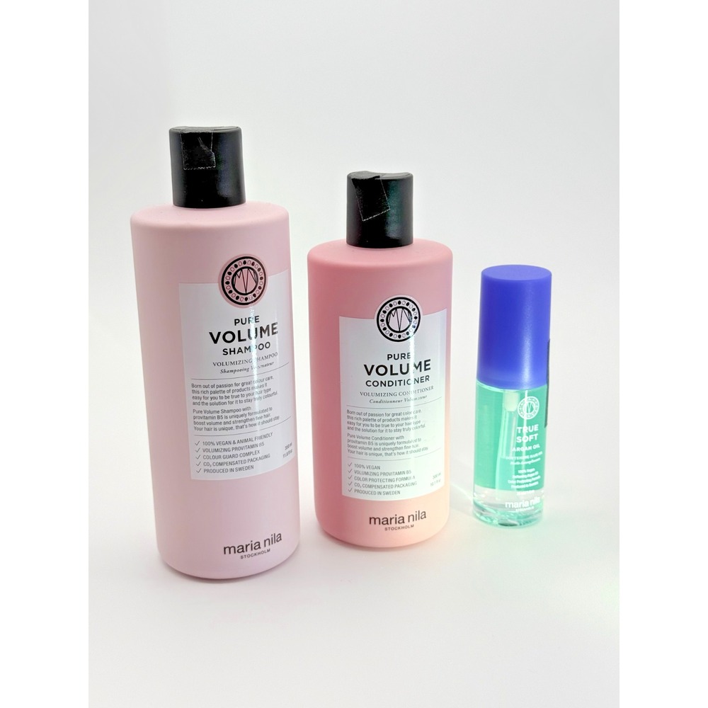 Maria Nila Pure Volume Set Shampoo Conditioner Argan Oil Bag NEW
